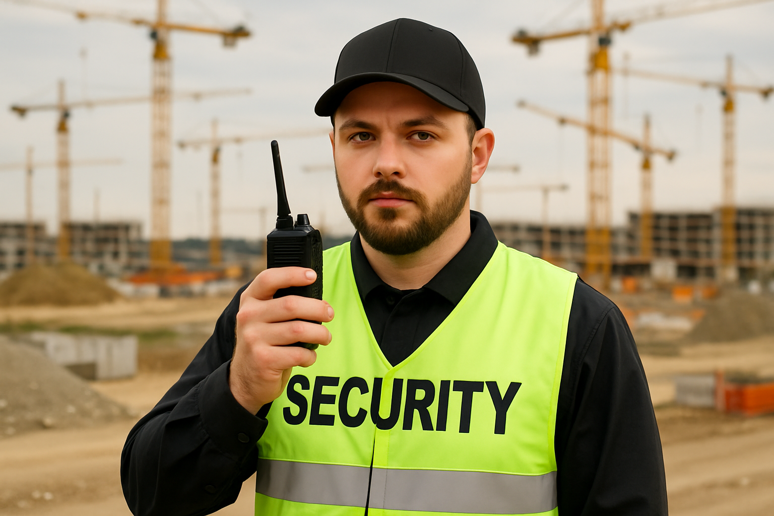 Security personnel in high-visibility vest